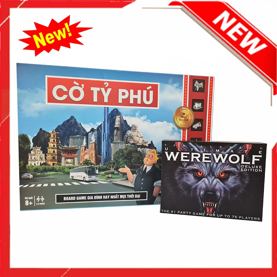 [COMBO 2 IN 1] Đồ chơi Board game hay nhất Cờ tỷ phú Monopoly Việt Nam + Game thẻ bài Ma sói full trọn bộ 78 lá[GIÁ SỐC]