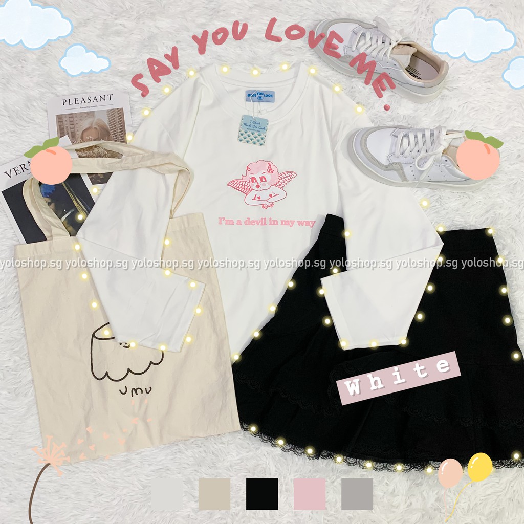 Áo thun dài tay ️ ANGEL️ phông Unisex nam nữ tee oversize form rộng pull Ulzzang Streetwear Hàn Quốc vải mềm