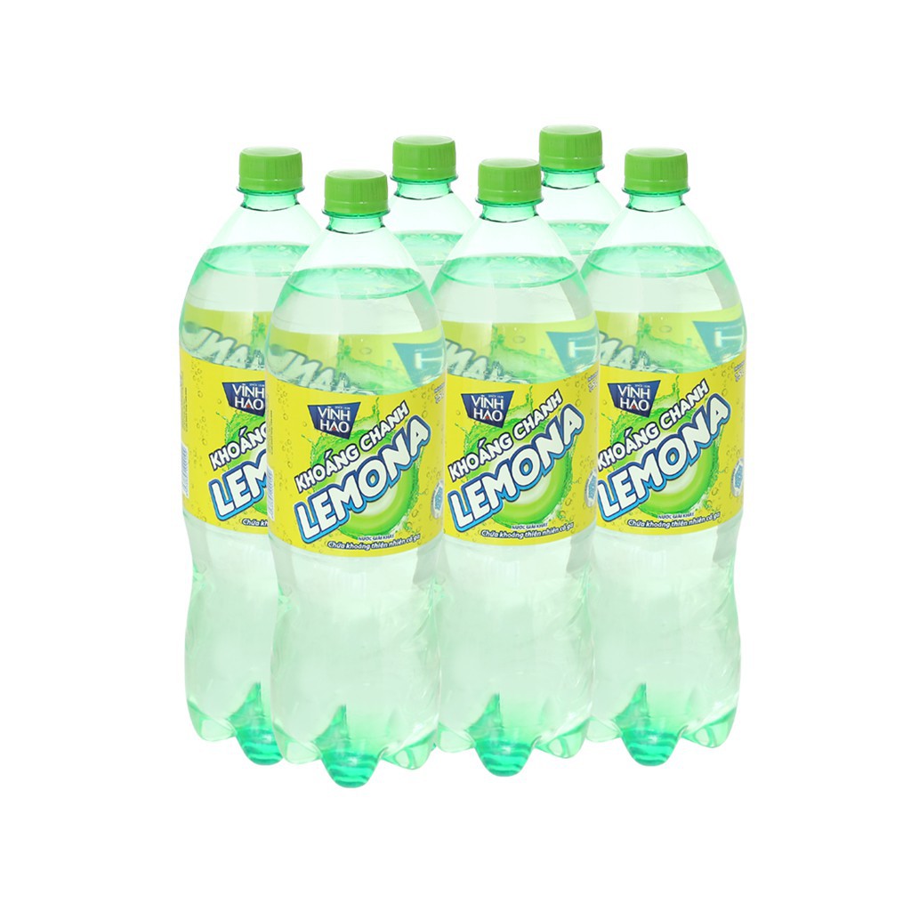 Thùng 24 chai nước khoáng có ga Vĩnh Hảo Lemona vị chanh 500ml