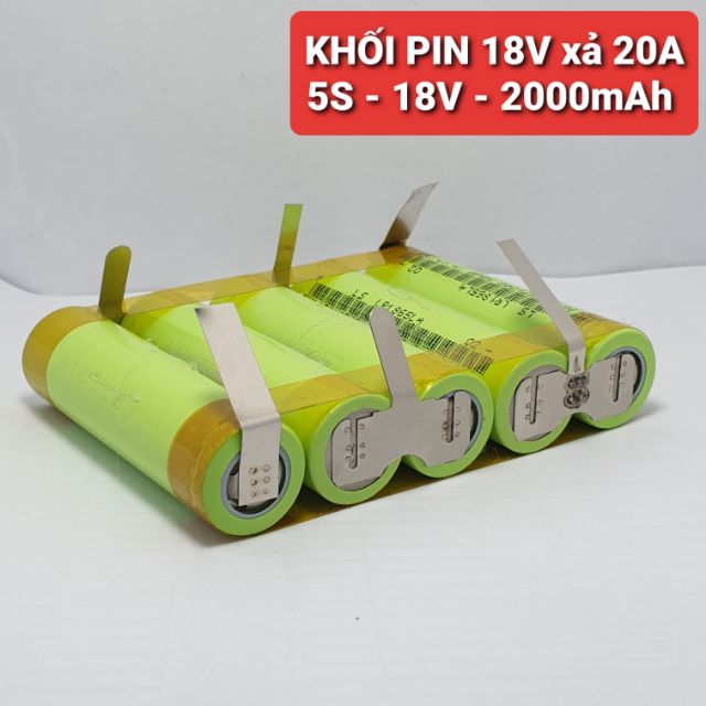 Achun.vn - KHỐI PIN 5S - 18V/21V - 2000mah Xả 20A dùng Cell LISHEN