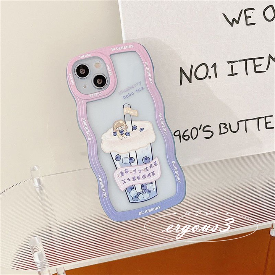 Ốp Điện Thoại Mềm Họa Tiết Trà Sữa Trái Cây Viền Lượn Sóng Cho iPhone 14 13 12 11 Pro Max SE2020 X XR Xs Max 7 8 Plus