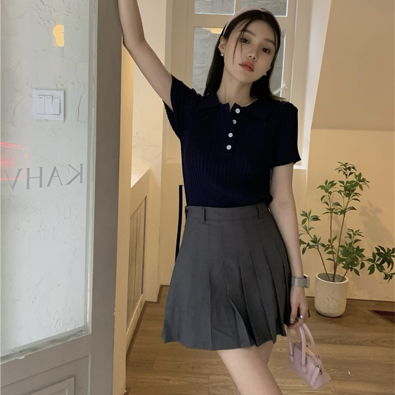 Áo Croptop Dệt Kim Tay Ngắn Thời Trang Mùa Hè Cho Phái Nữ