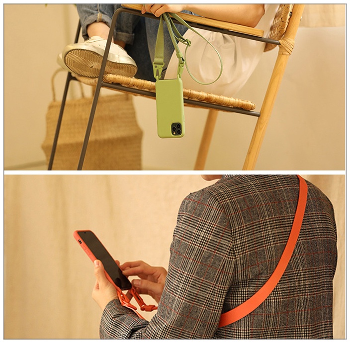 Ốp Điện Thoại Silicon Có Dây Đeo Chéo Cho iPhone 13 12 11 Pro Max XS XR X 8 7 PLUS SE