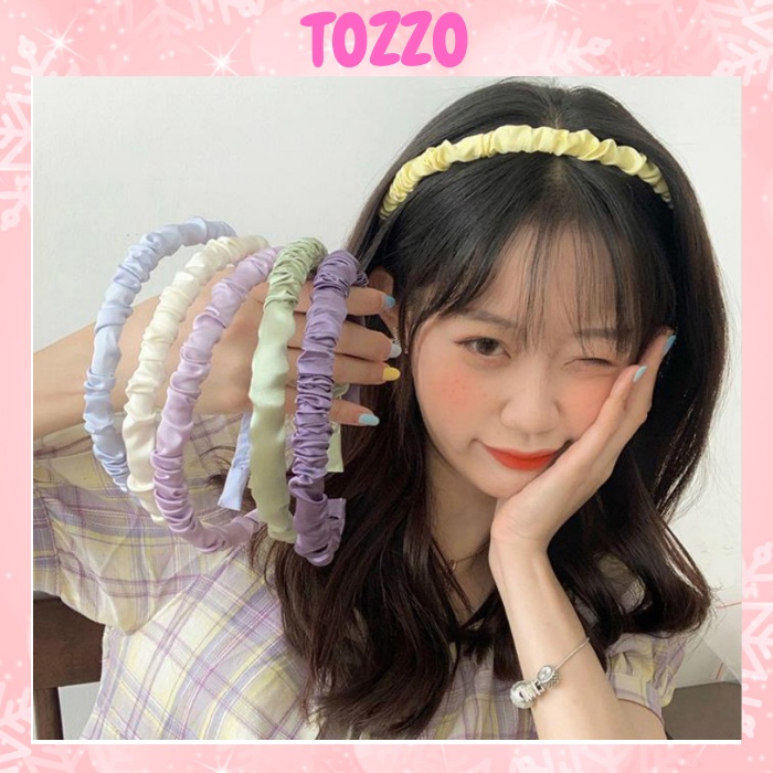 Cài tóc vải satin nhún dún bèo TOZZO phong cách Hàn Quốc xinh xắn cho nữ cute dễ thương CT03