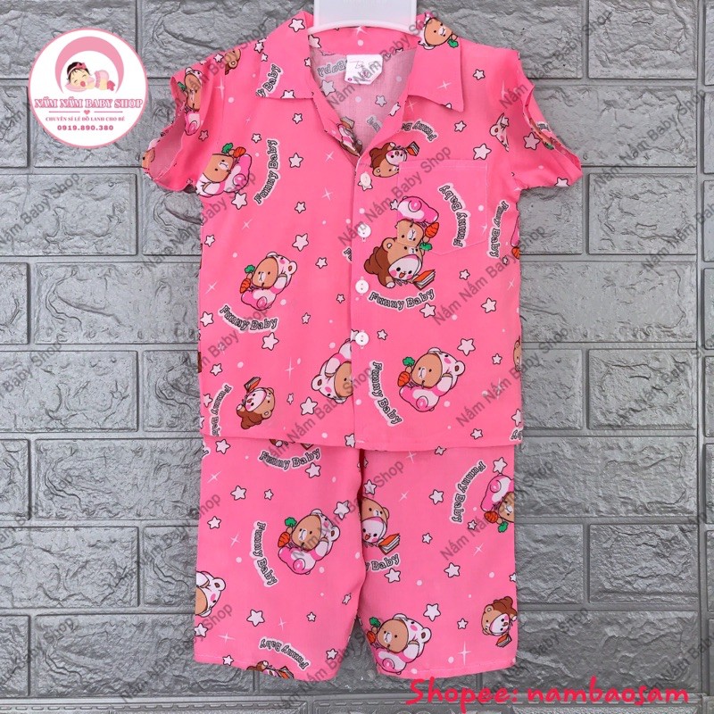 Bộ lanh/tole 2 da tay ngắn quần dài Pijama bé gái 8-32kg