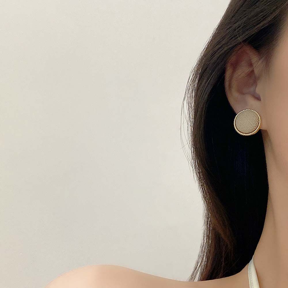 Bông tai hình tròn bằng vải len màu trơn phong cách Hàn Quốc sang trọng thời trang cho nữ