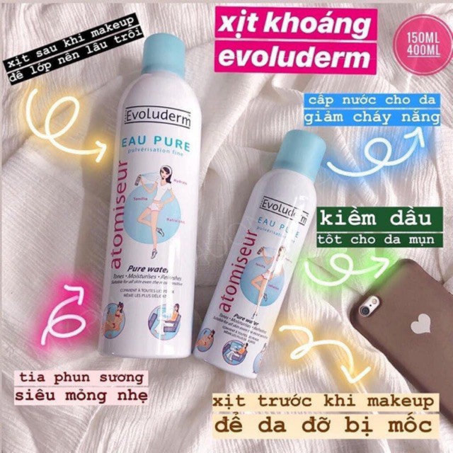 Xịt khoáng cấp nước EVOLUDERM 150ml và 400ml | BigBuy360 - bigbuy360.vn