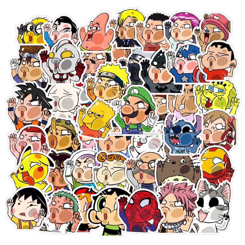 50/25/10 Nhãn Dán Nhân Vật Anime Mặt Kính Vui Nhộn Cho Laptop Vali Laptop