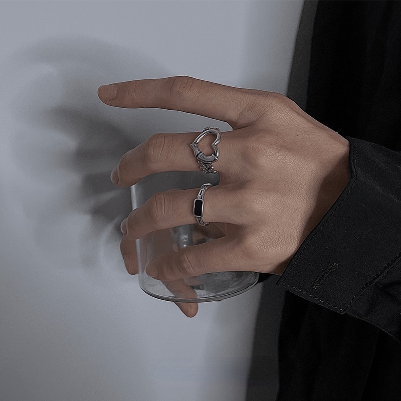 Nhẫn đeo tay họa tiết trái tim phong cách hip hop đơn giản thời thượng có thể tùy chỉnh 19a1373ins