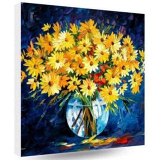 Tranh canvas hoa cúc vàng 50x50 kèm khung