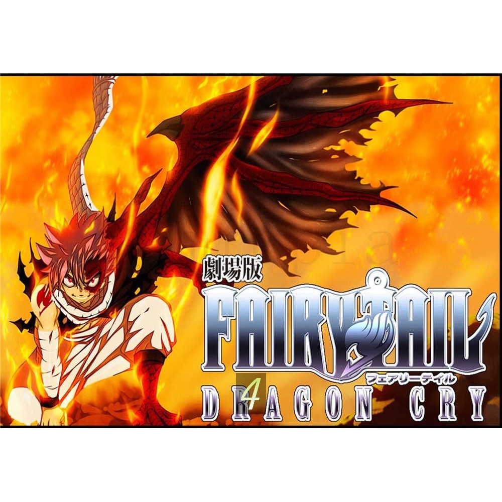 Áp phích trang trí nhà cửa hoạ tiết hoạt hình Fairy Tail bằng giấy tráng phủ màu trắng