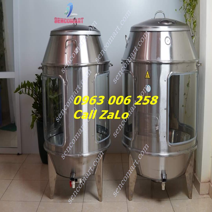 Lu quay gà vịt phi 90  - TK  090 - Thiết  kế INOX 2 lớp