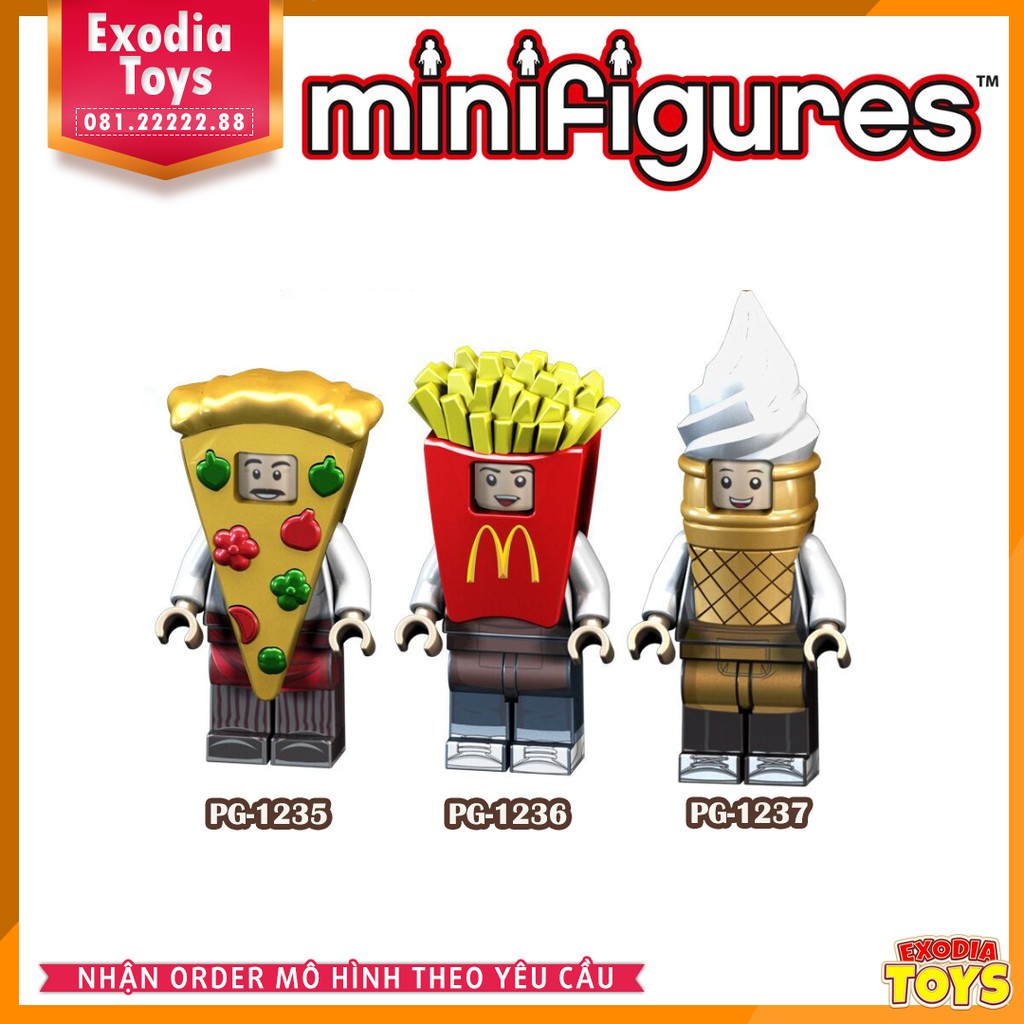 Xếp hình Minifigure các linh vật hóa trang Fast Food Đồ Ăn Nhanh - Đồ chơi lắp ghép sáng tạo - POGO 8114