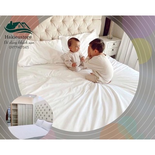 Drap TRẮNG TRƠN khách sạn,nhà nghỉ (nệm 5_17cm)(17_25cm) đủ kích thước