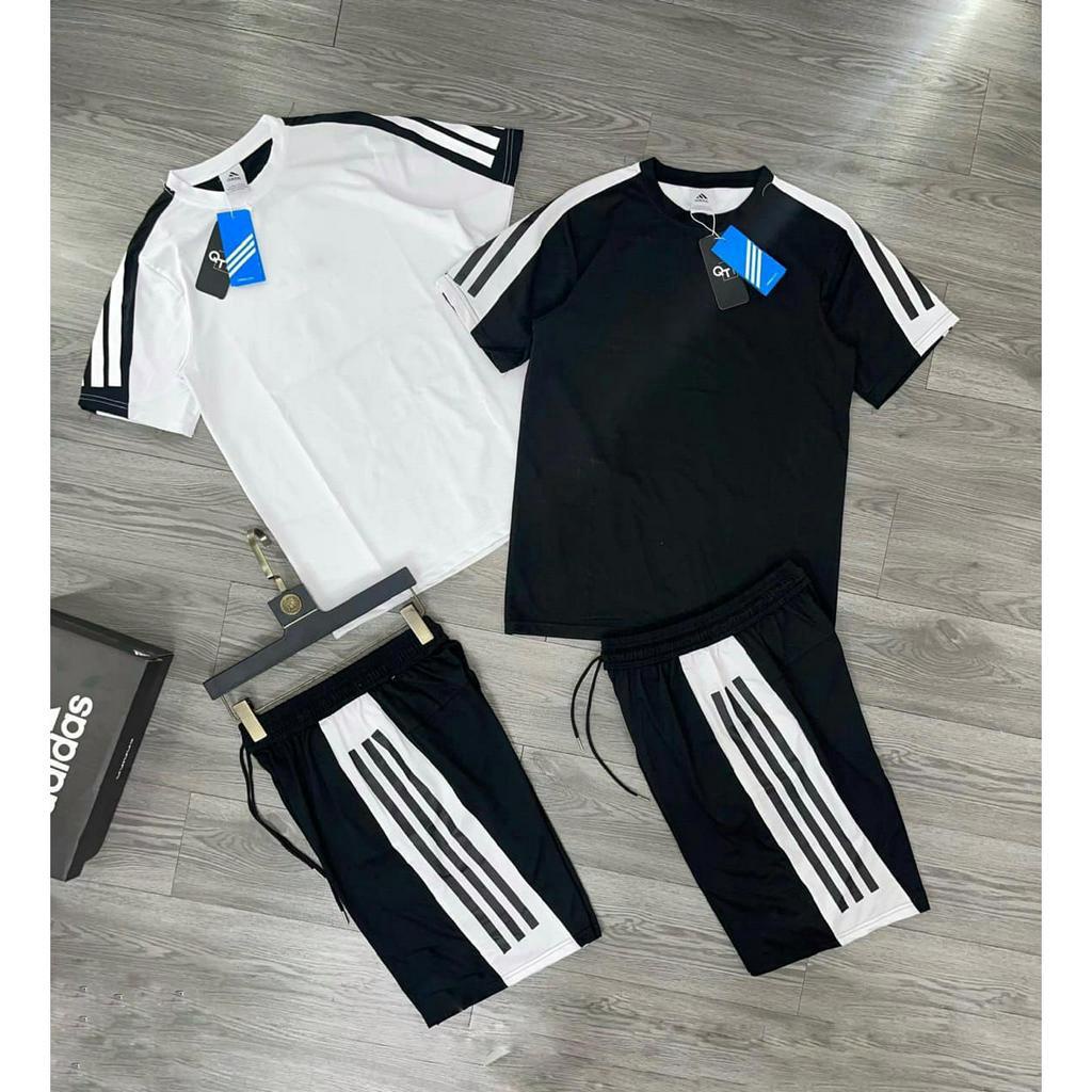 Bộ Thể Thao Lạnh ADIIDAT Phối 2 Sọc Vai - Quần Sành Điệu, Chất Liệu Cá Sấu Thấm Hút Mồ Hôi Cực Tốt