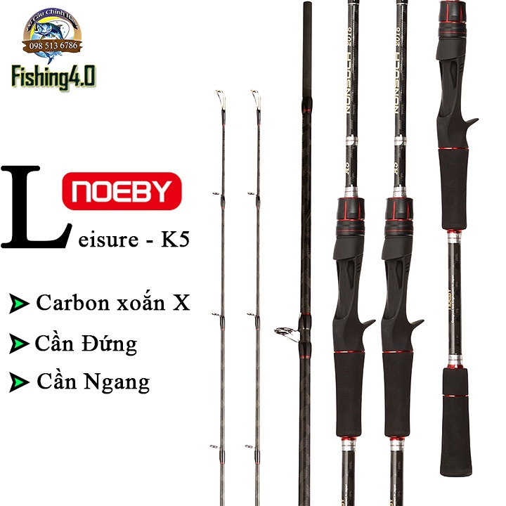 [Chính hãng] Cần câu lure NOEBY Leisure K5 - Carbon xoắn X toàn thân - máy đứng máy ngang