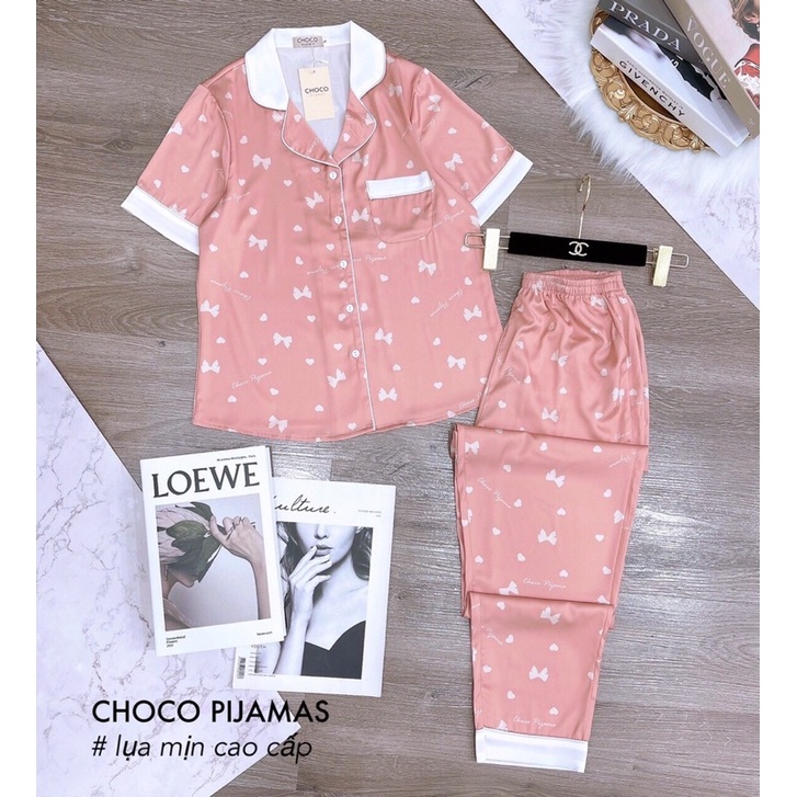 Tổng hợp các bộ lụa pijama ngắn tay quần dài cao cấp hãng choco - sam bộ mặc nhà đẹp