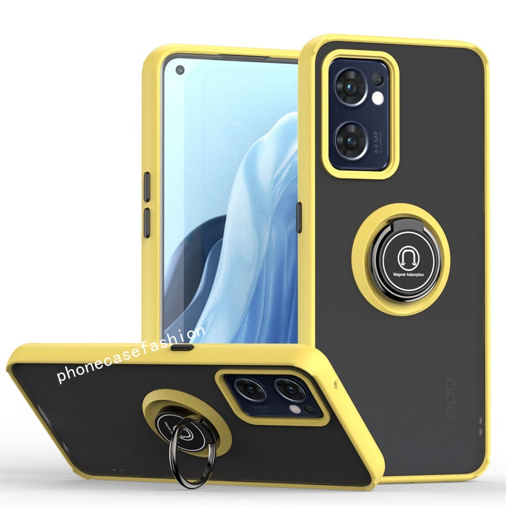Ốp Điện Thoại TPU Cứng Mặt Nhám Chống Sốc Kèm Móc Xỏ Ngón Kim Loại Cho OPPO Reno 7 7Z Pro reno7 reno7Z 5G