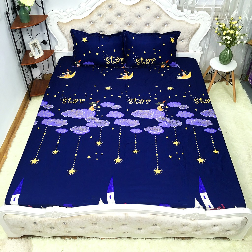 Bộ Ga Gối Cotton Poly Mẫu SAO STAR Cho Bé yêu Bạn Gái Mông Mơ Lãng Mạn Tinh Tế