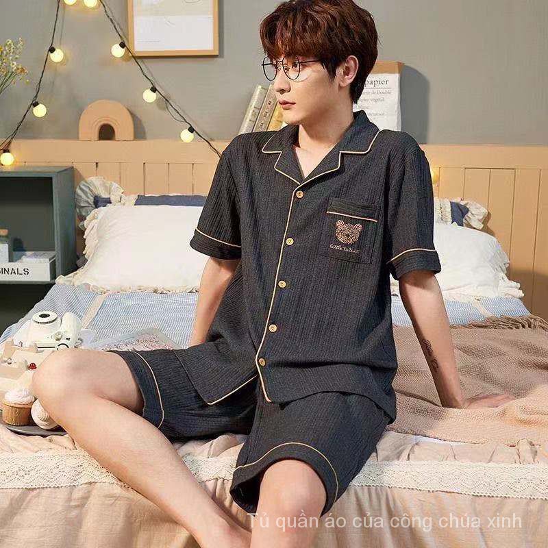 Bộ đồ ngủ họa tiết hoạt hình thoải mái thoáng mát tiện lợi cho nam Wlqn