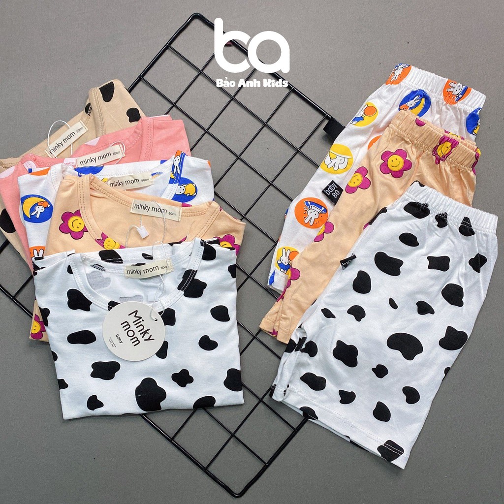 Bộ Cộc Tay Minky Mom Cho Bé Trai Bé Gái - Chất Thun Lạnh Cho Bé - Co Giãn Tốt Mềm Mịn Thấm Hút Mồ Hôi BC1