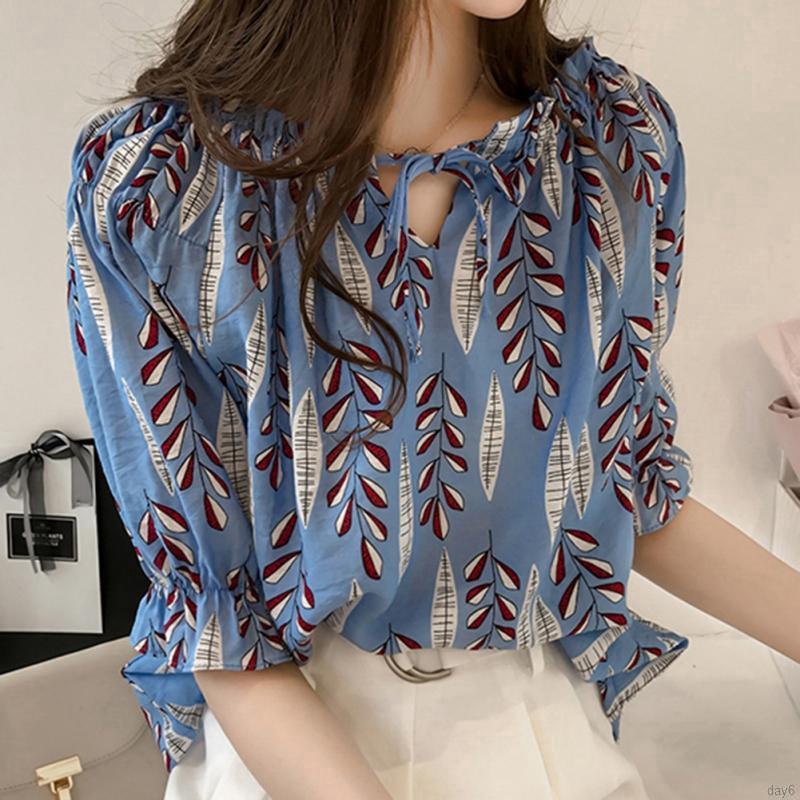 Áo chiffon Hàn Quốc hở vai họa tiết hoa thời trang cho nữ