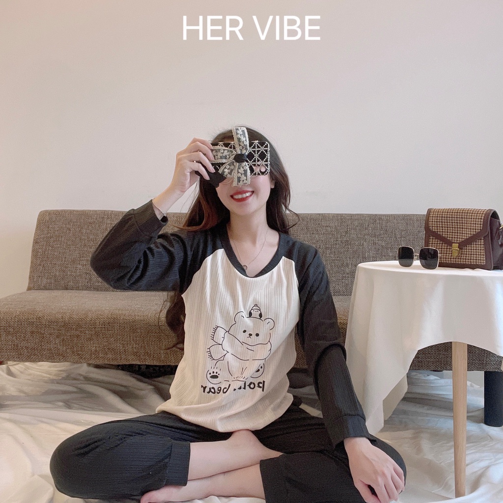 Đồ bộ nữ set đồ dễ thương nhiều hoạ tiết tày dài quần dài thu đông Her Vibe