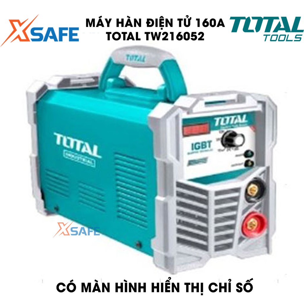 Máy hàn điện tử 160A TOTAL TW216052 Kèm 1 kèm hàn, kèm Max, 1 cây chổi và 1 mặt nạ hàn Máy hàn TOTAL điện thế 65V