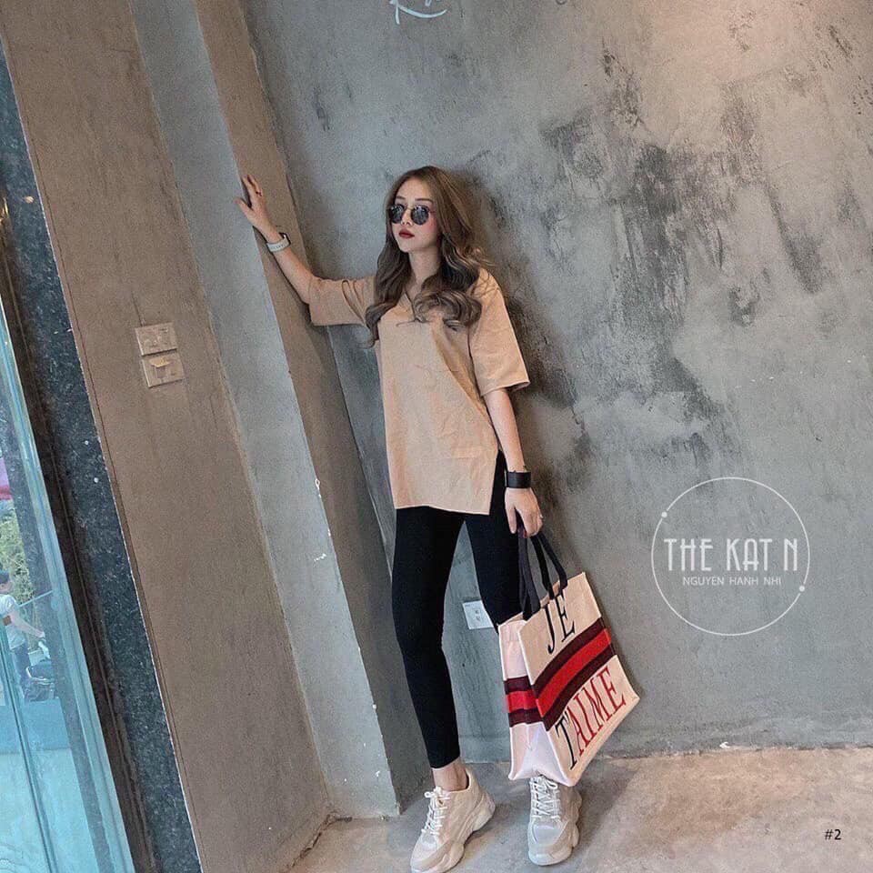 Áo Thun Nữ - Áo thun cổ tim xẻ tà lụa giấy LE16 | BigBuy360 - bigbuy360.vn