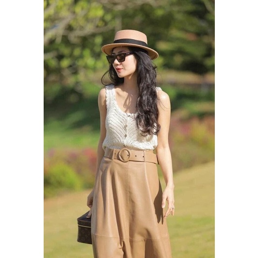 ÁO REN LEN 2 DÂY CÚC GỖ MS11772