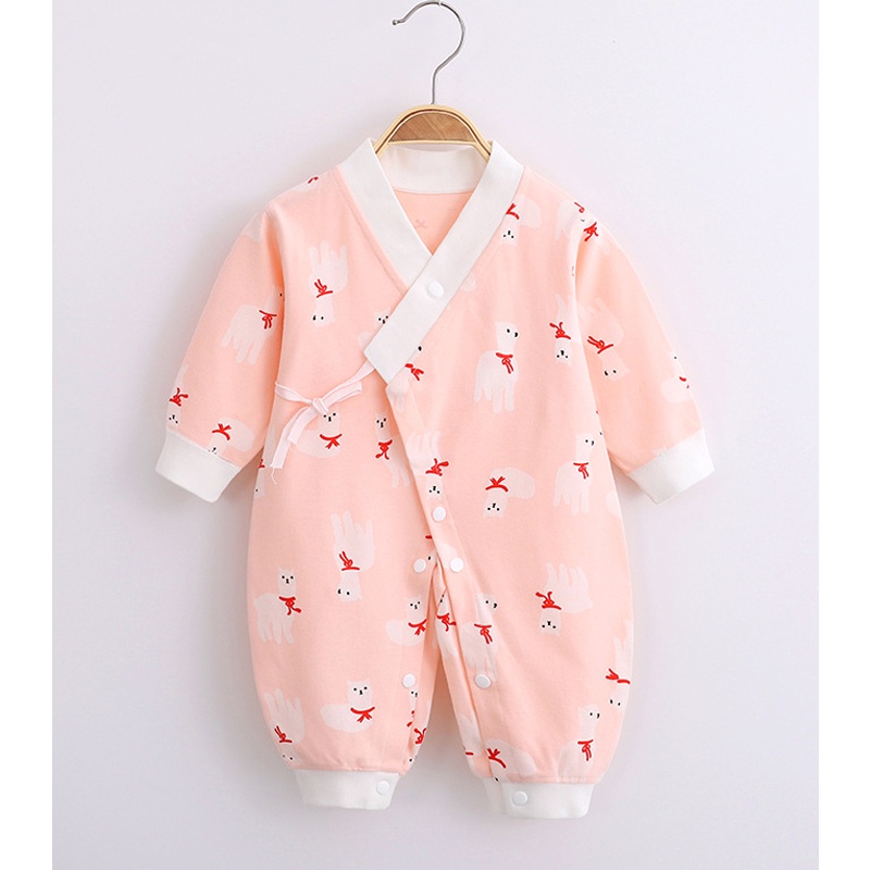 Bộ đồ liền thân dài tay kimono cho bé sơ sinh chất cotton mềm mịn co giãn nhẹ _ BD45