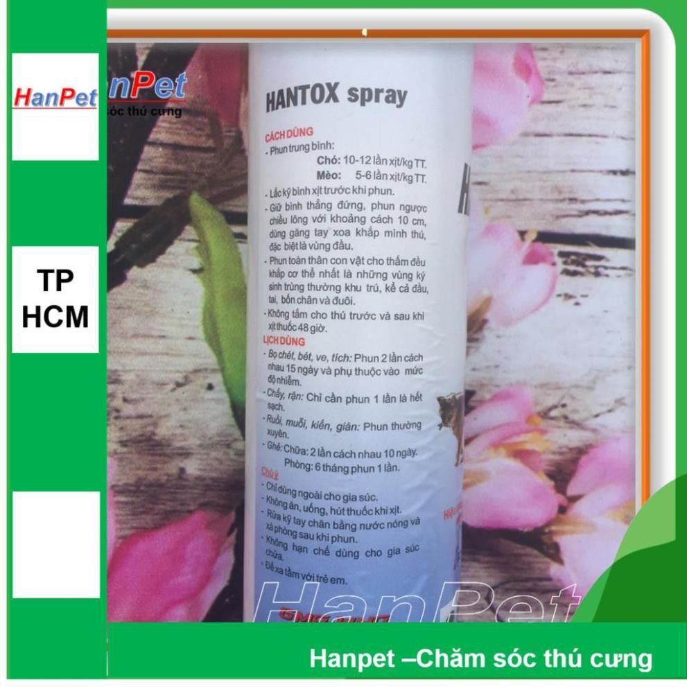 Hanpet.GV- HANTOX dạng xịt 300ml- trị ve, ghẻ, chấy, rận, bọ chét trên chó mèo- 310b