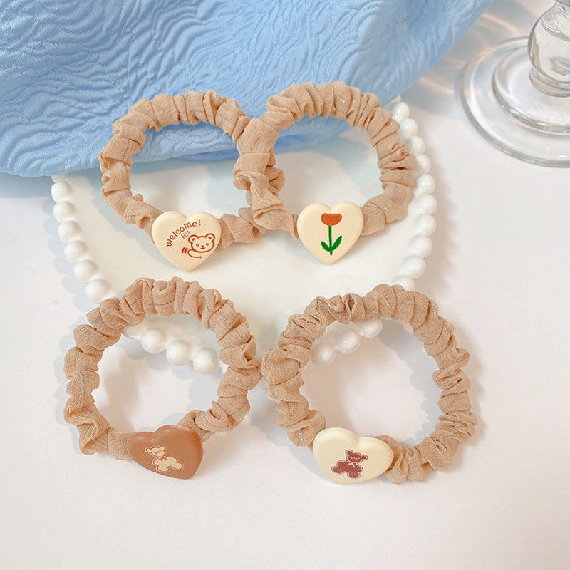 Dây buộc tóc đuôi ngựa họa tiết dễ thương phong cách Hàn Quốc 2021