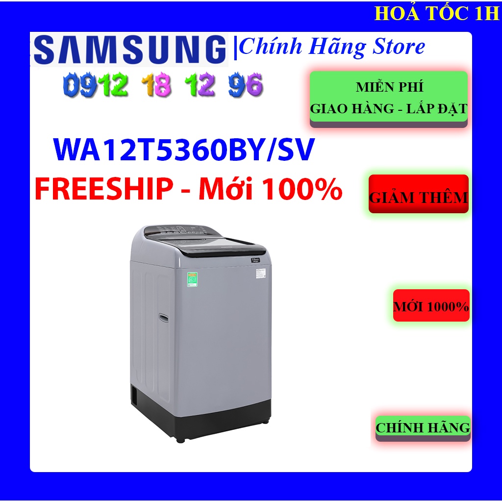 [Mã ELHAMS5 giảm 6% đơn 300K] Máy giặt Samsung Inverter 12 kg WA12T5360BY/SV