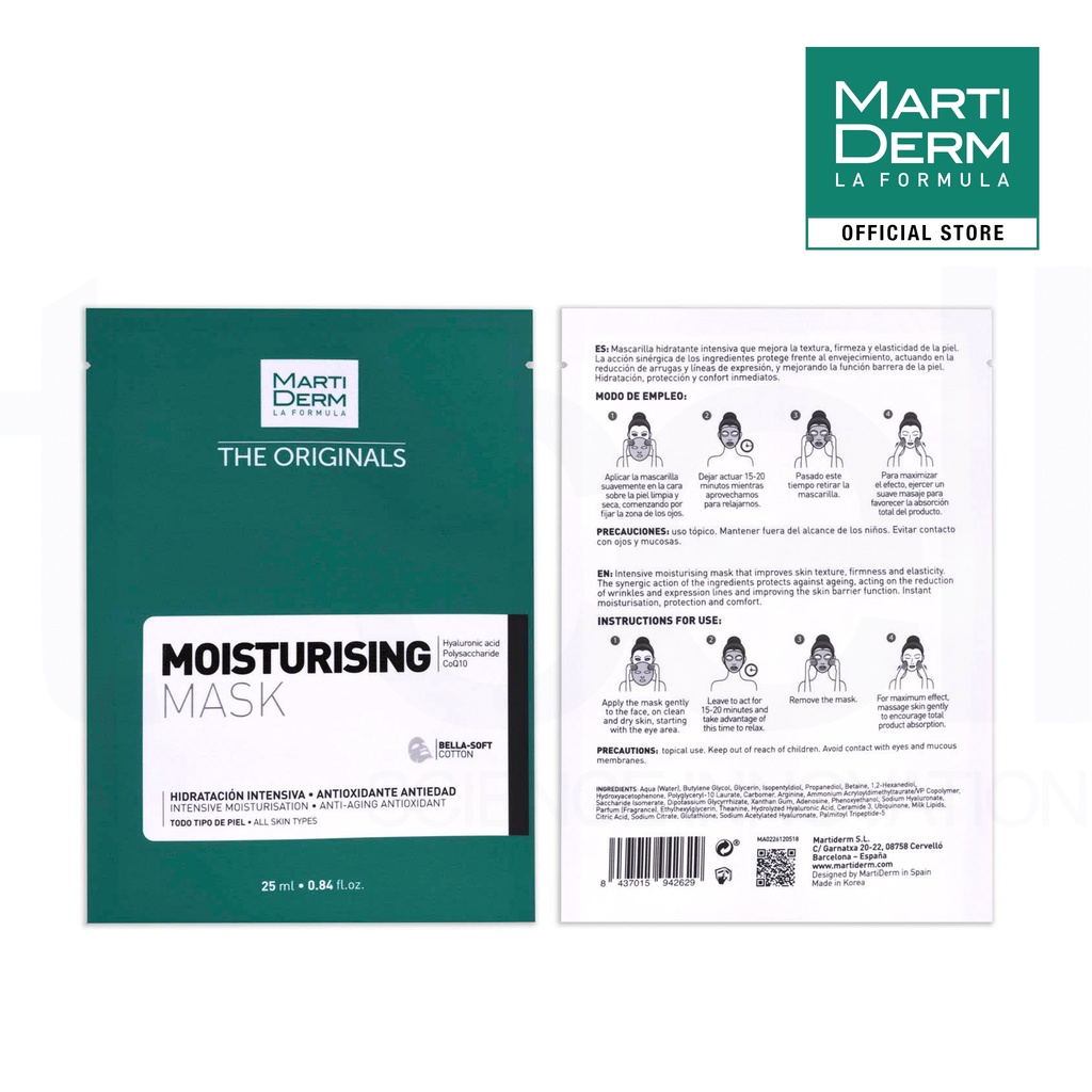 Mặt nạ dưỡng ẩm da - MartiDerm The Originals Moisturising Mask (25ml x 10 miếng)