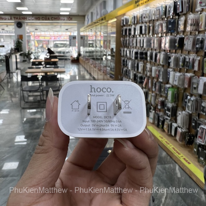 Bộ sạc nhanh Hoco DC19 USB to sạc nhanh 22.5W,Quick charge 3.0,hỗ trợ sạc VOOC,dành cho IP8 đến 12 Prm