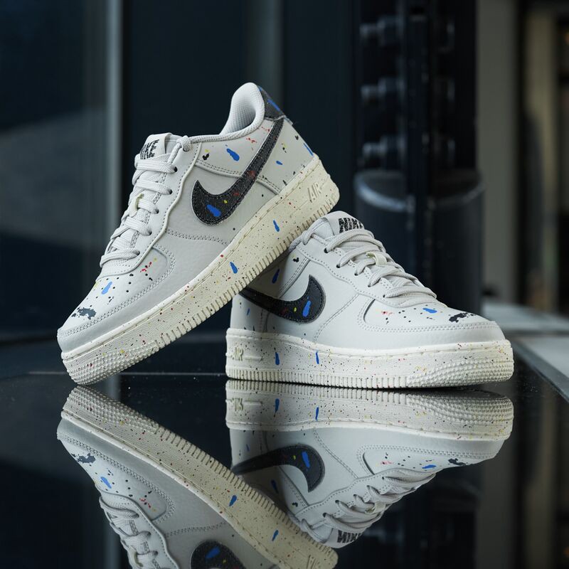 Giày Sneaker Air Force 1Hàng Chính Hãng Nike Air Force 1 LV8 3 Light Grey Paint Splatter [DJ2598 001] Simple Sneaker