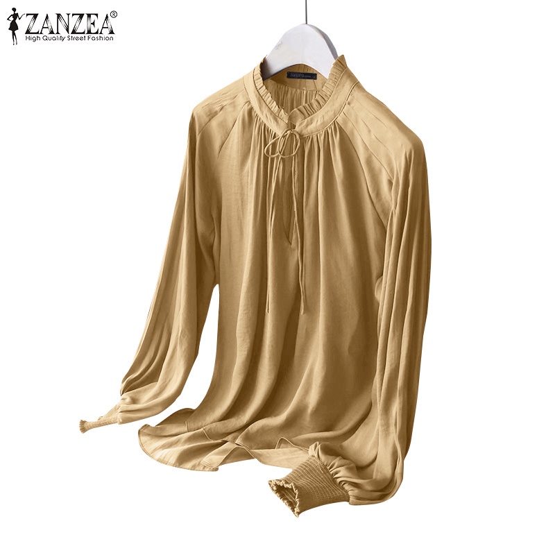 Áo kiểu ZANZEA cổ đứng phong cách công sở thanh lịch thời trang dành cho nữ