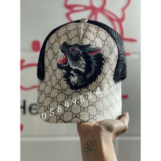 NÓN KẾT PHỐI LƯỚI CON CHÓ SÓI KEM