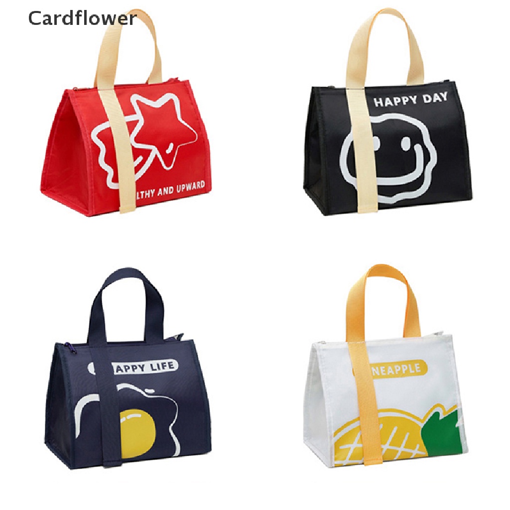 &lt; Cardflower &gt; Túi Đựng Hộp Cơm Trưa Giữ Nhiệt Dày Dặn Chống Thấm Nước Họa Tiết Hoạt Hình Cho Bé