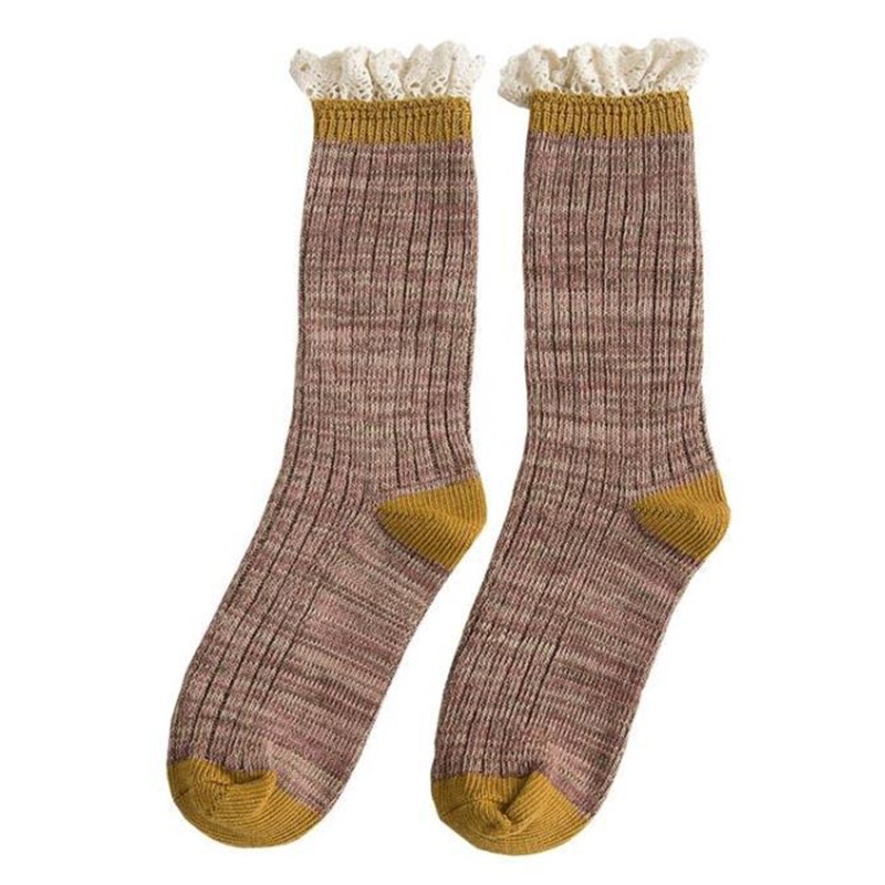 Tất Ống Lửng Phối Ren Ấm Áp Theo Phong Cách Thu Đông Nhật Bản Dành Cho Nữ