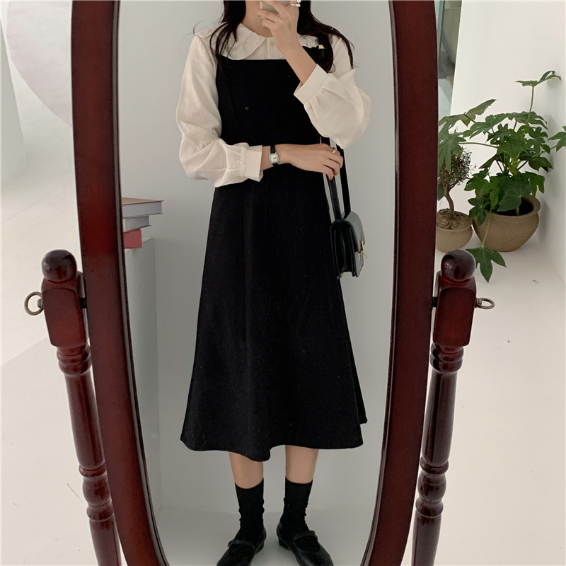 Bộ Áo Kiểu Cổ Búp Bê + Đầm Không Tay Thời Trang Cho Nữ 36919