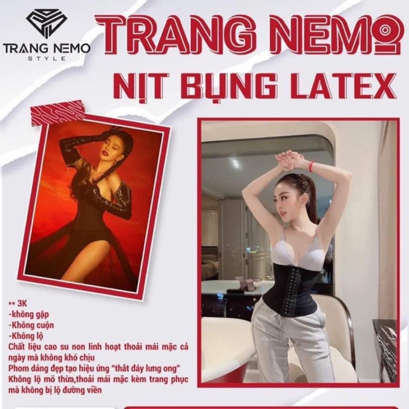 Đai nịt bụng latex Trang nemo - gen siết eo, định hình, tạo hốc eo
