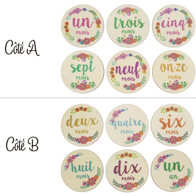 Set 6 Tấm Thẻ Ghi Chú Đánh Dấu Cột Mốc Tháng In Hoa Thủ Công Dành Cho Bé Sơ Sinh