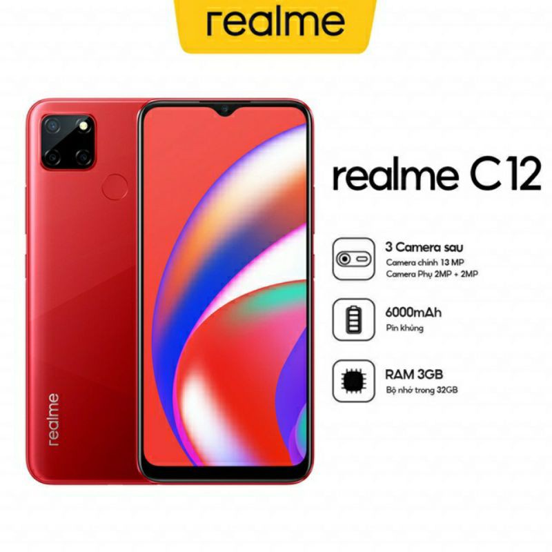 Điện thoai Realme c12 chính hãng mới nguyên seal pin khủng 6000