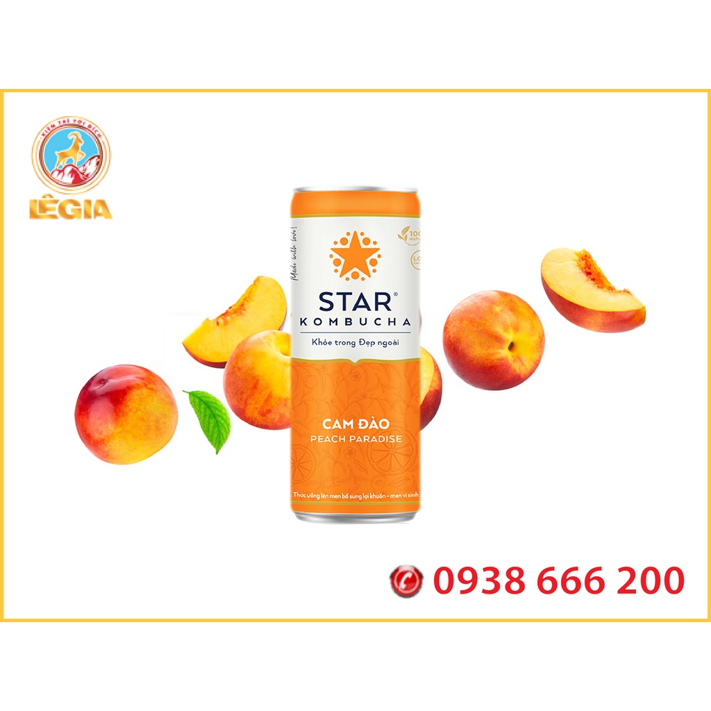 Nước Trái cây STAR KOMBUCHA Vị Cam Đào 250ML