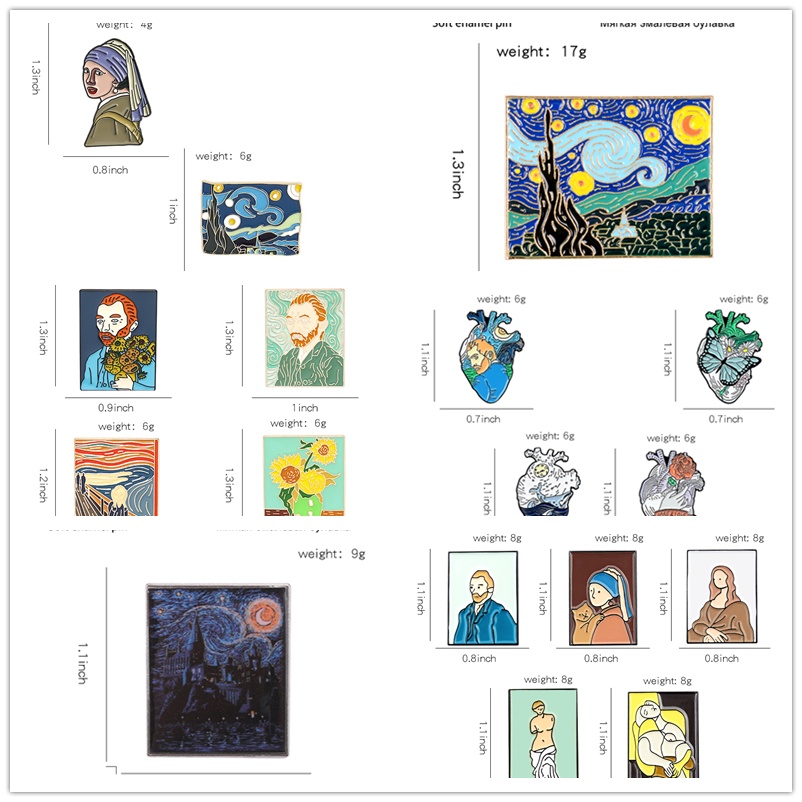 Huy Hiệu Cài Áo Hình Tranh Sơn Dầu Van Gogh 33 Phong Cách Làm Quà Tặng Cho Bạn Bè