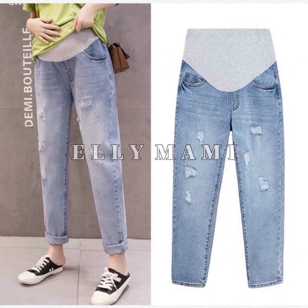 ( 40kg - 85kg ) Quần Bầu , Bigsize Jean Rách Form Dễ Mặc Thoải Mái Suốt Thai Kì &amp; Sau Sinh Thiết Kế Cao Cấp