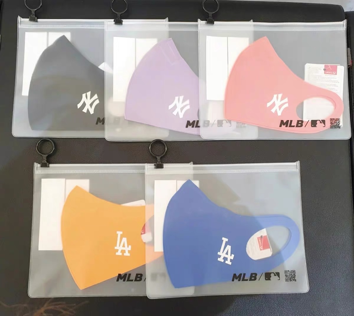 Khẩu trang MLB cotton nguyên chất thoáng khí chống bụi và khói mù in họa tiết NY / LA thời trang Hàn Quốc