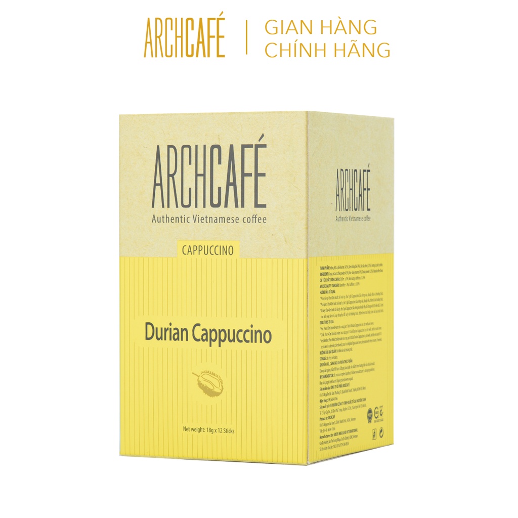 Cà phê Cappuccino Sầu Riêng Archcafé (hộp 12 gói x 18.5g)